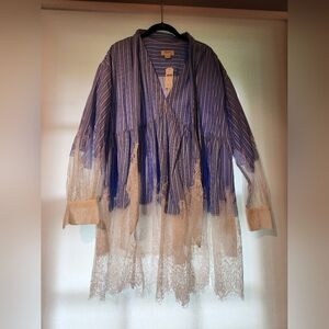 Anthropologie Maeve Blue and White Striped Blouse